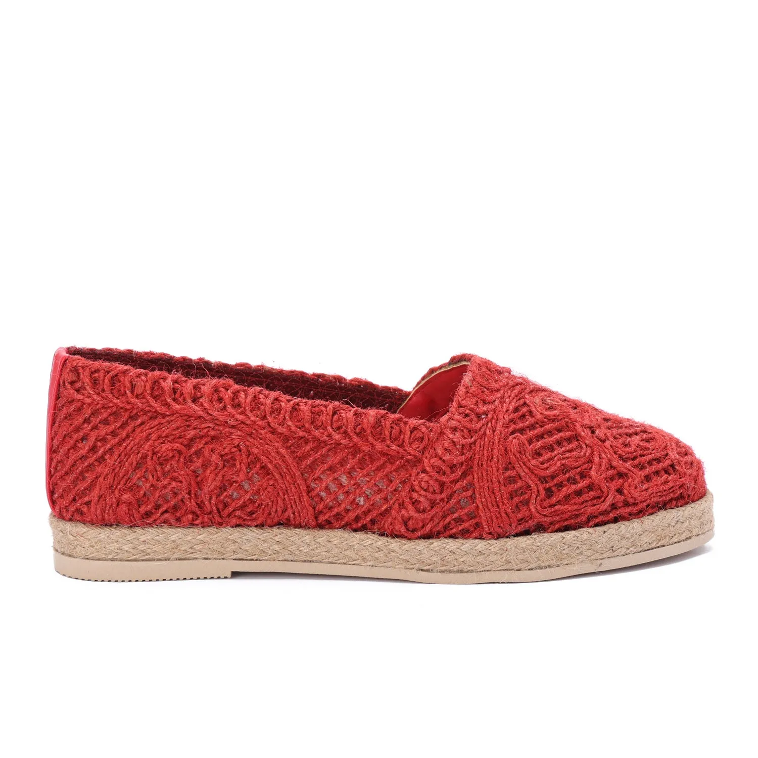 Flat Sole Slip-On Espadrilles-Red