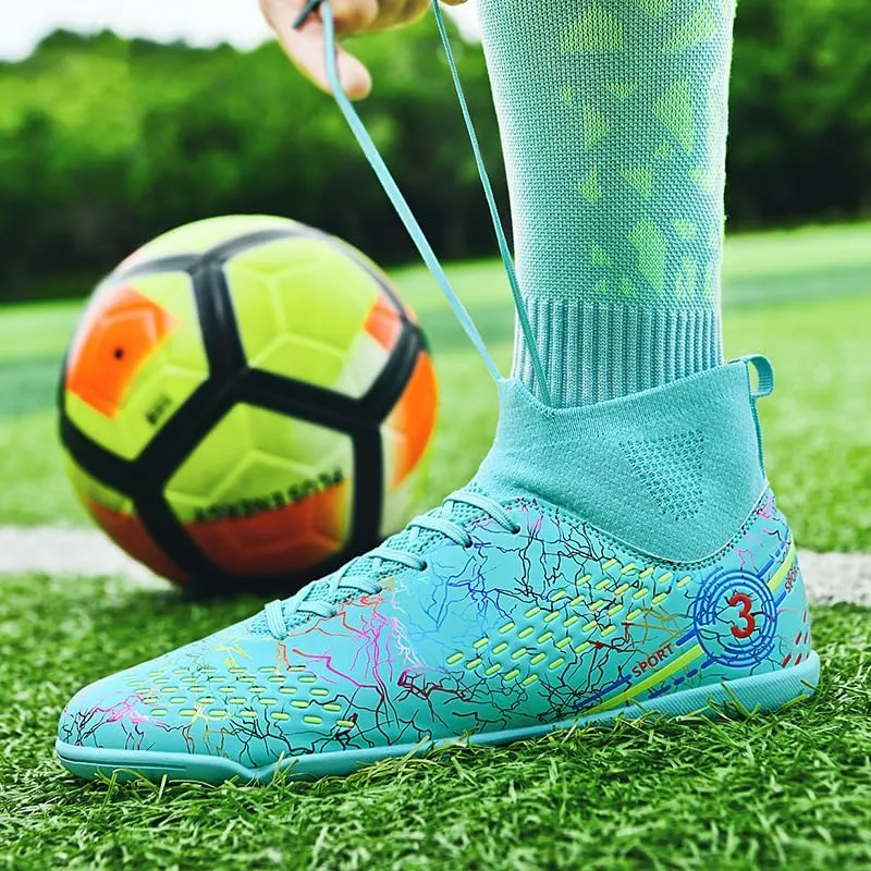 Football shoes high top camouflage broken nail long nail professional non-slip training shoes male and female students youth football shoes