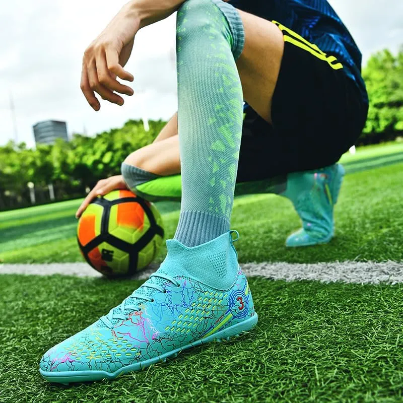 Football shoes high top camouflage broken nail long nail professional non-slip training shoes male and female students youth football shoes