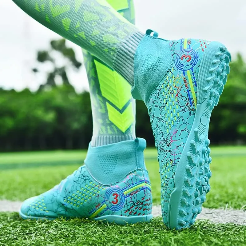 Football shoes high top camouflage broken nail long nail professional non-slip training shoes male and female students youth football shoes