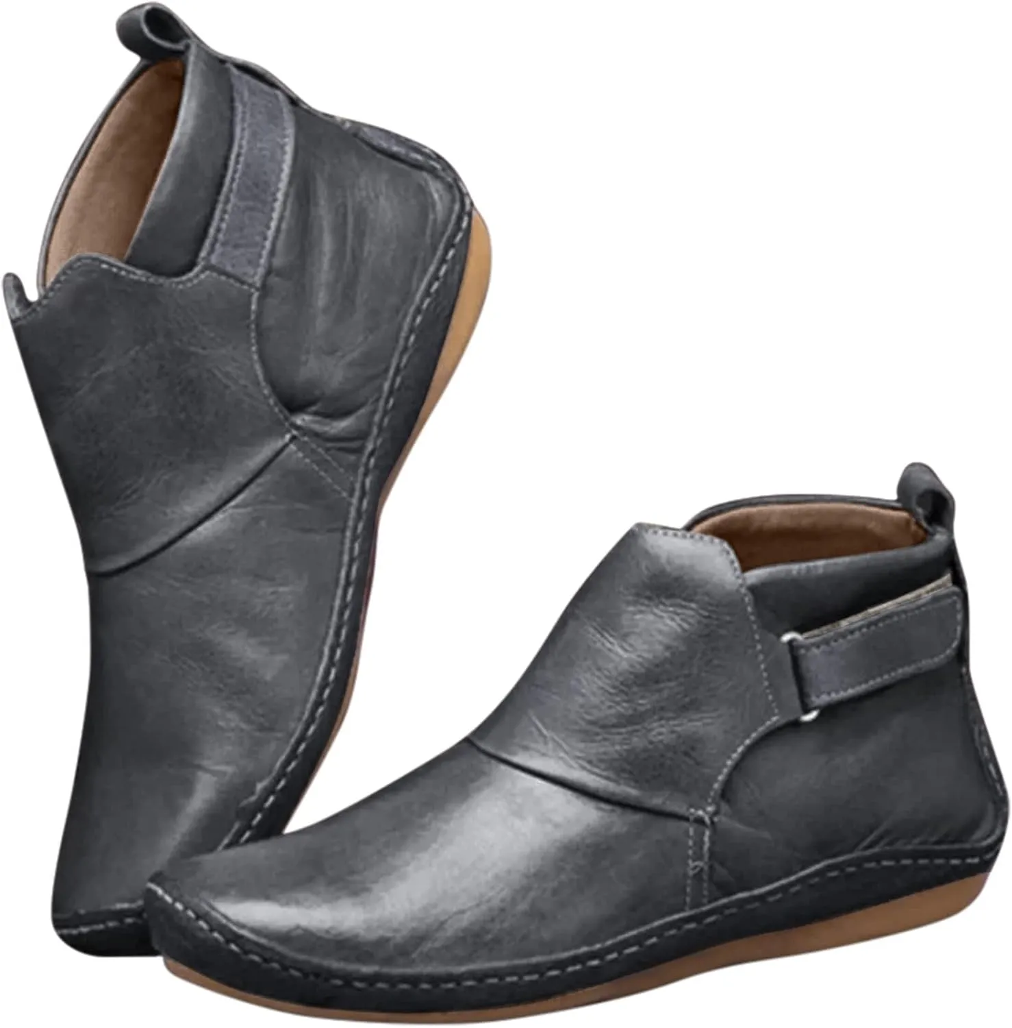 Gibobby Booties for Women Low Heel,Arch Support Booties Casual Flat Platform Short Ankle Booties Everyday Boots for Ladies