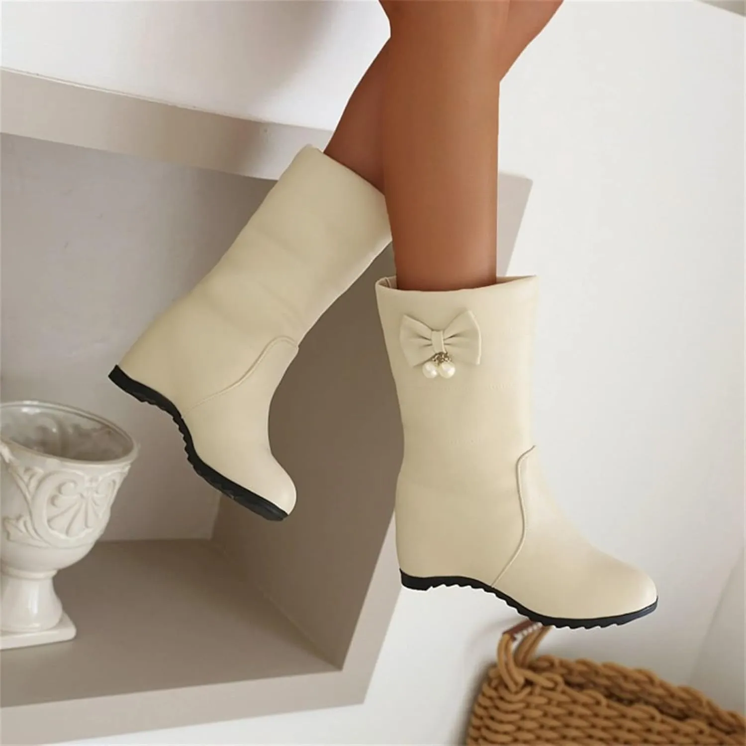 Gibobby Cowgirl Boots Women Retro Booties Cowboy Knee High Boots Chunky Heel Western Winter Tassel Boots 52