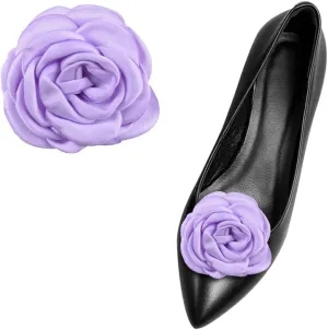 Gift girl 2 Pcs Fabric Rose Shoe Decoration Clips for High Heels Pumps Fabric Flower Shoe Clips Shoe Buckles Shoe Embellishments Light Purple