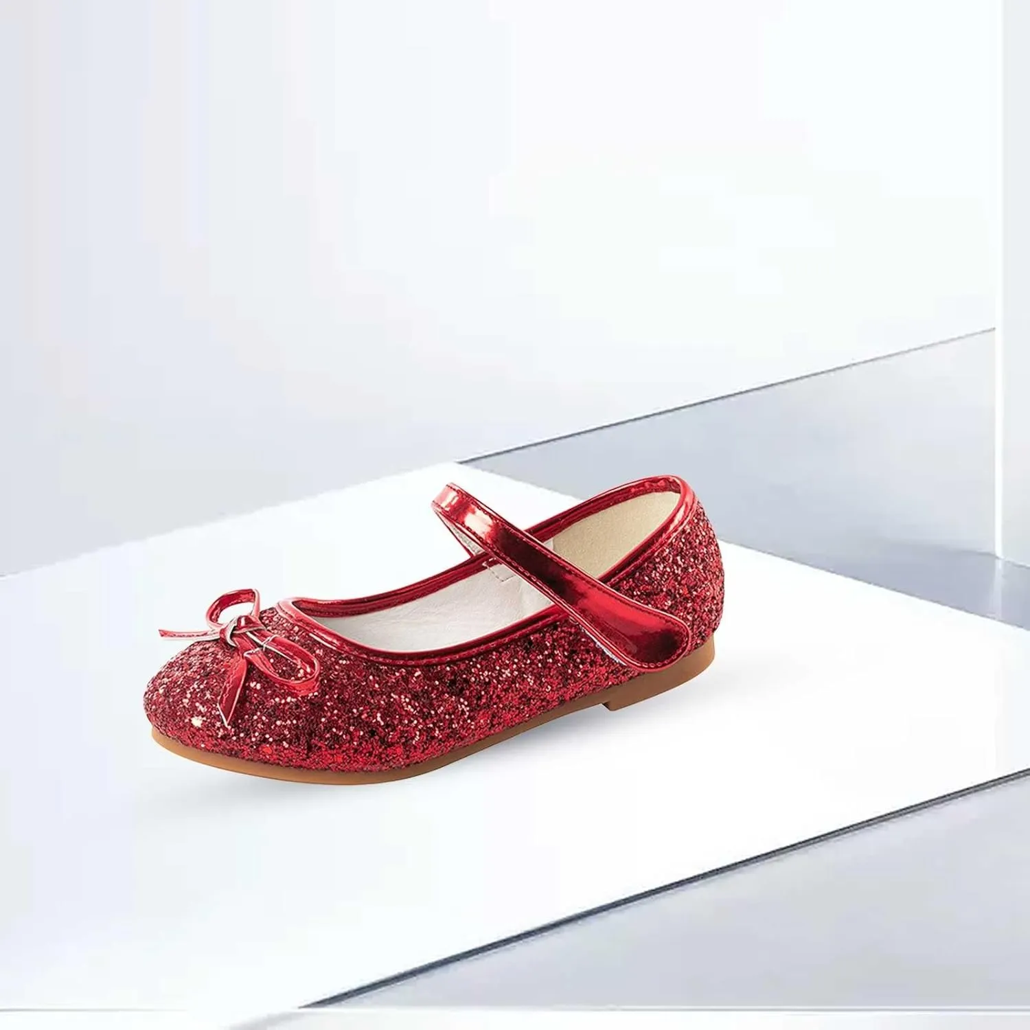 Girl Bow Mary Jane Dress Shoes Little/Big Kids Ballet Princess Flat With Rhinestone Strap For Party Wedding