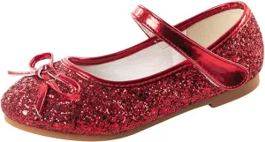 Girl Bow Mary Jane Dress Shoes Little/Big Kids Ballet Princess Flat With Rhinestone Strap For Party Wedding