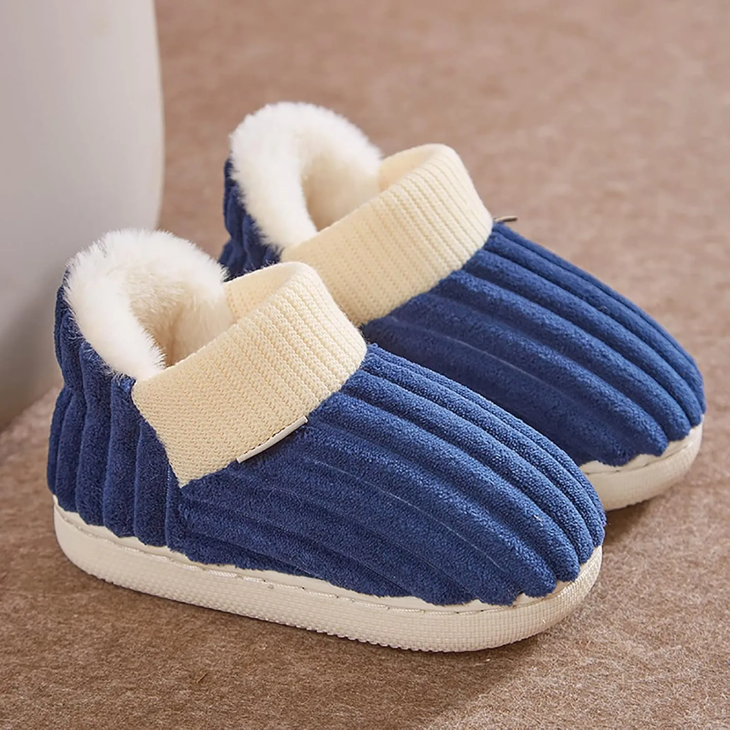 Girl's Cute House Slippers Memory Foam Indoor Elastic Cotton Slippers Comfy Fuzzy Knitted Slip On Anti-Slip Shoes