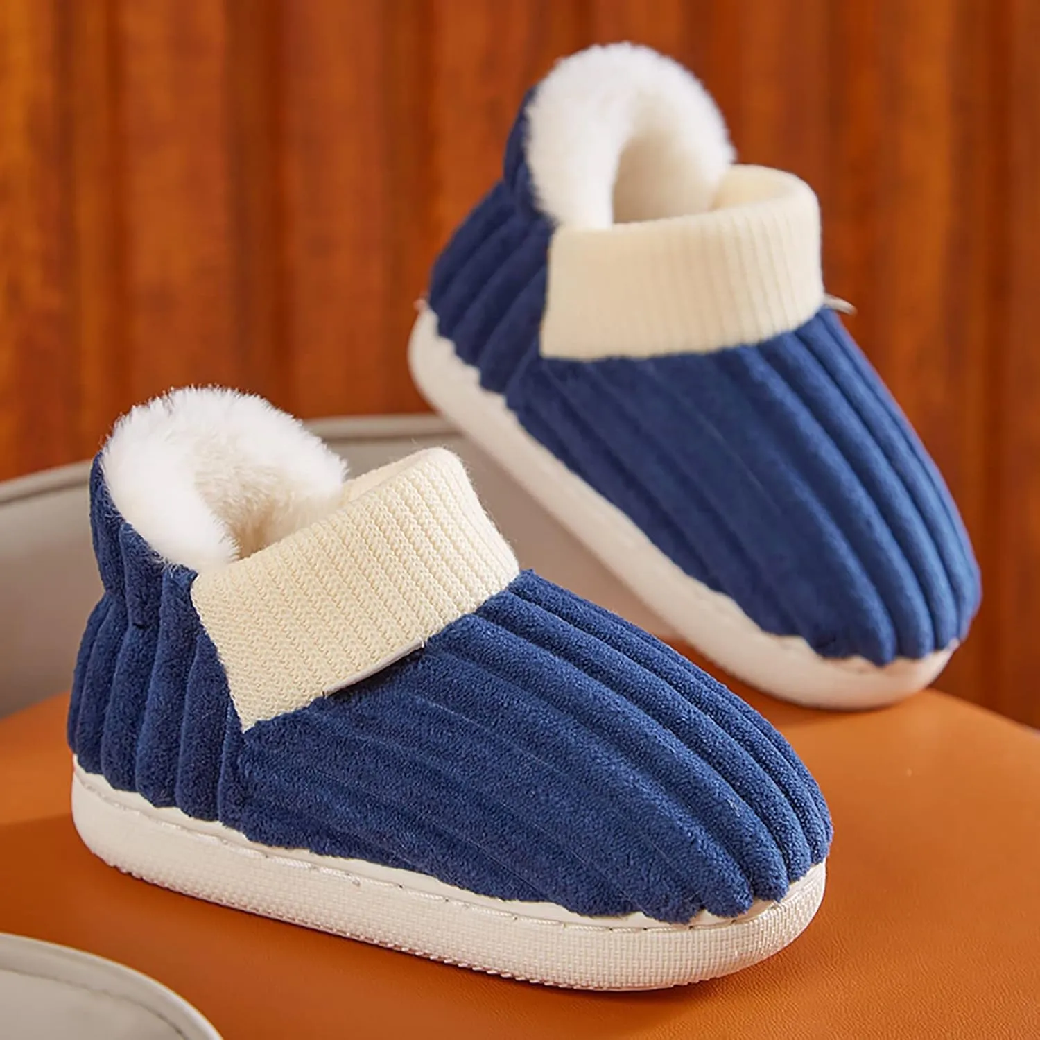 Girl's Cute House Slippers Memory Foam Indoor Elastic Cotton Slippers Comfy Fuzzy Knitted Slip On Anti-Slip Shoes