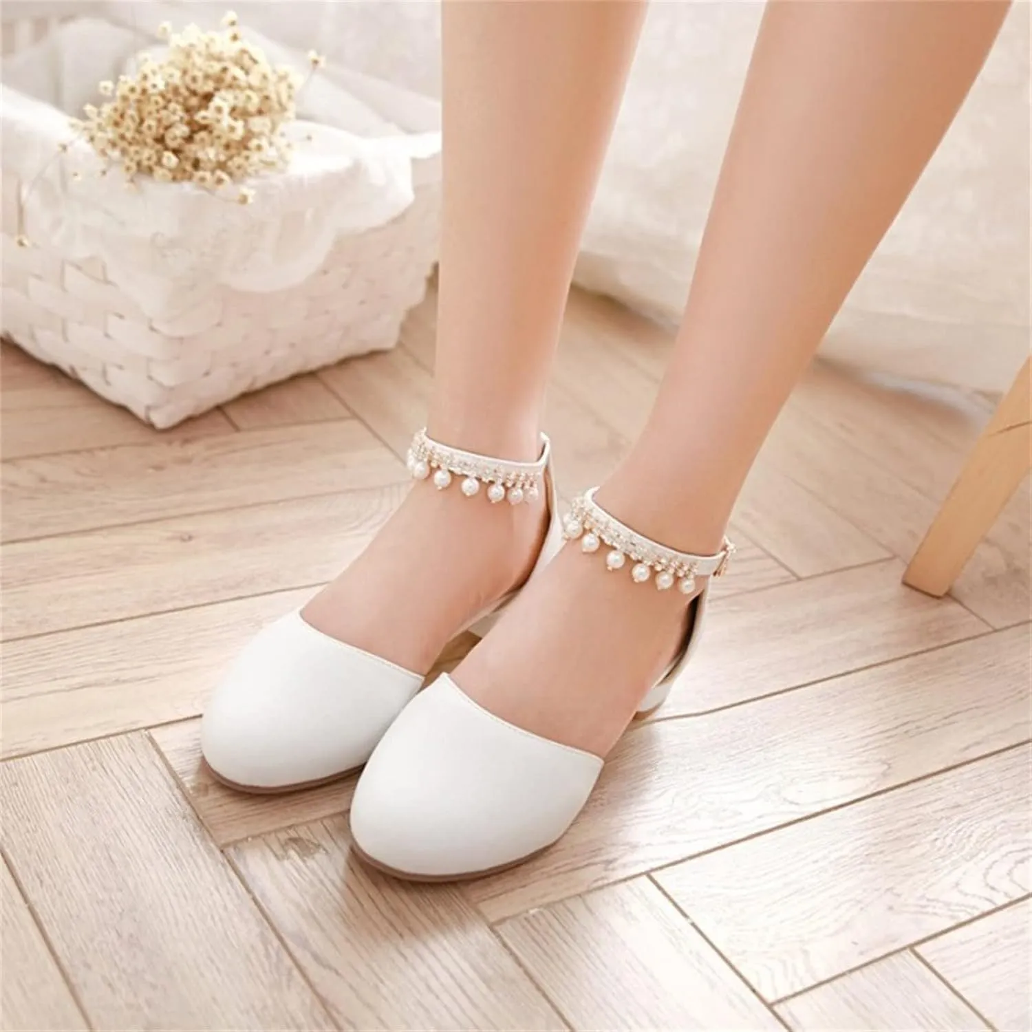 Girls Dress Closed Toe Chunky High Heels Sandal Ankle Strap Wedding Party Pump Big Kids Soft Sole Shoes