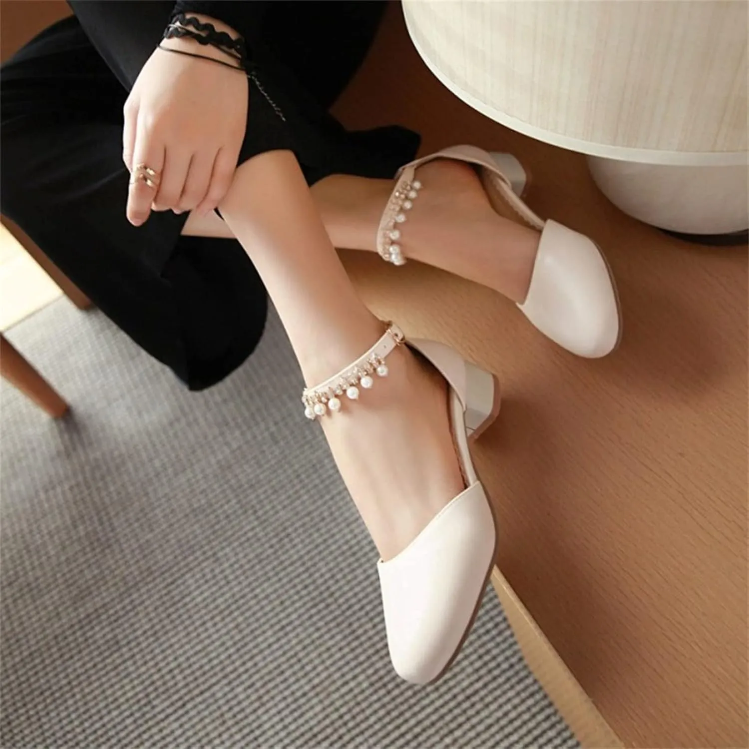 Girls Dress Closed Toe Chunky High Heels Sandal Ankle Strap Wedding Party Pump Big Kids Soft Sole Shoes
