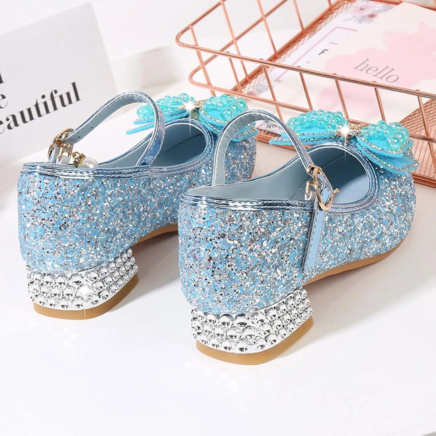 Girls Dress Shoes Adorable ??parkle Mary Jane Flat for Wedding Party Little/Big Kids Buckle Princess Heels