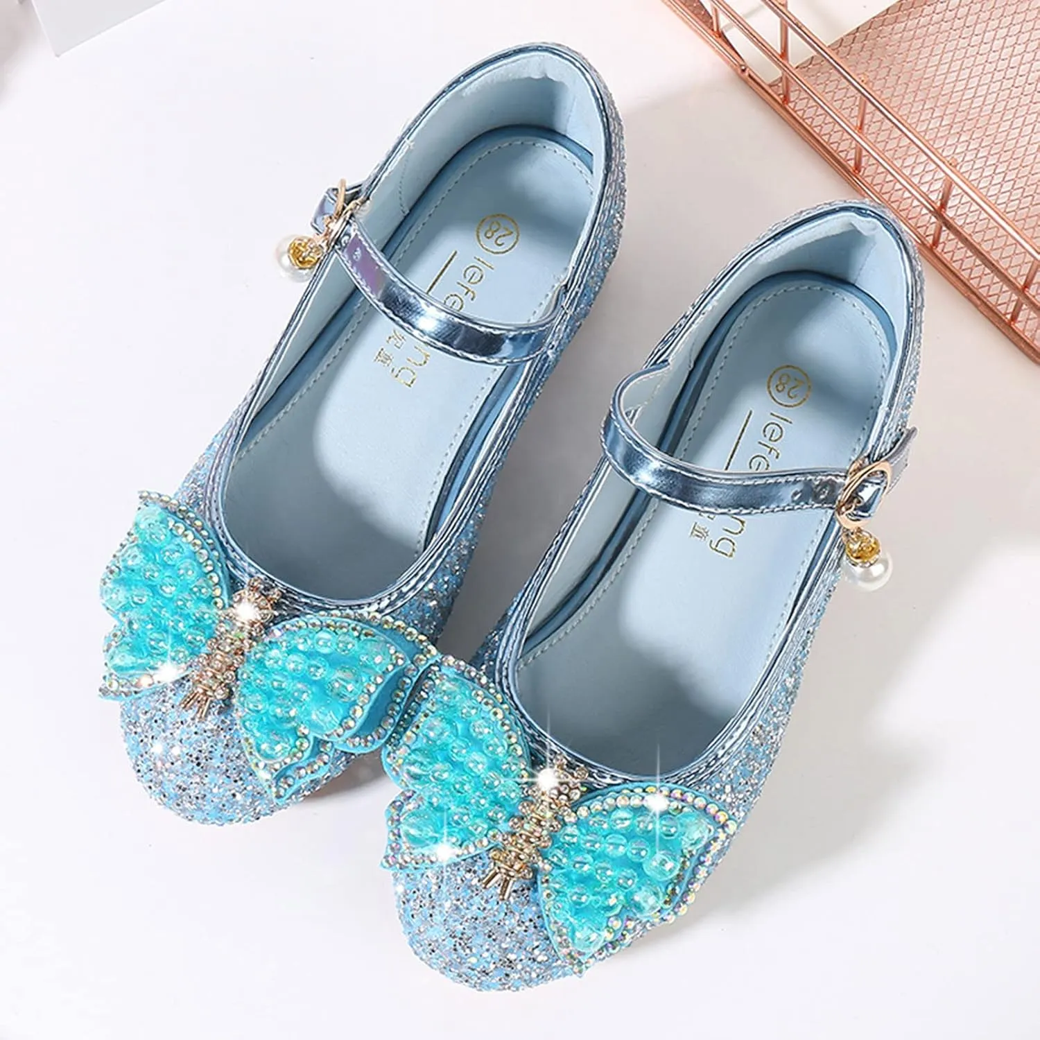Girls Dress Shoes Adorable ??parkle Mary Jane Flat for Wedding Party Little/Big Kids Buckle Princess Heels
