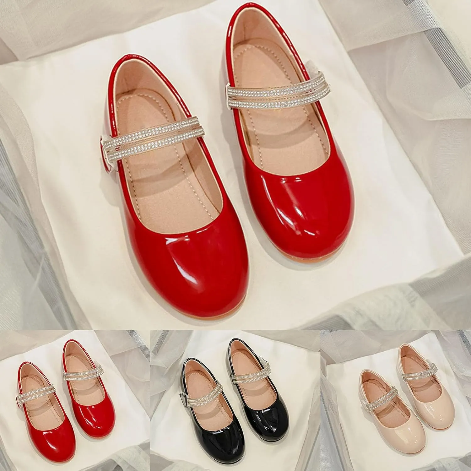 Girls Dress Shoes Paten?? Ballerina Flat?? Kids Toddler Girls Mary Jane Low Heels Student Uniform Shoes for School