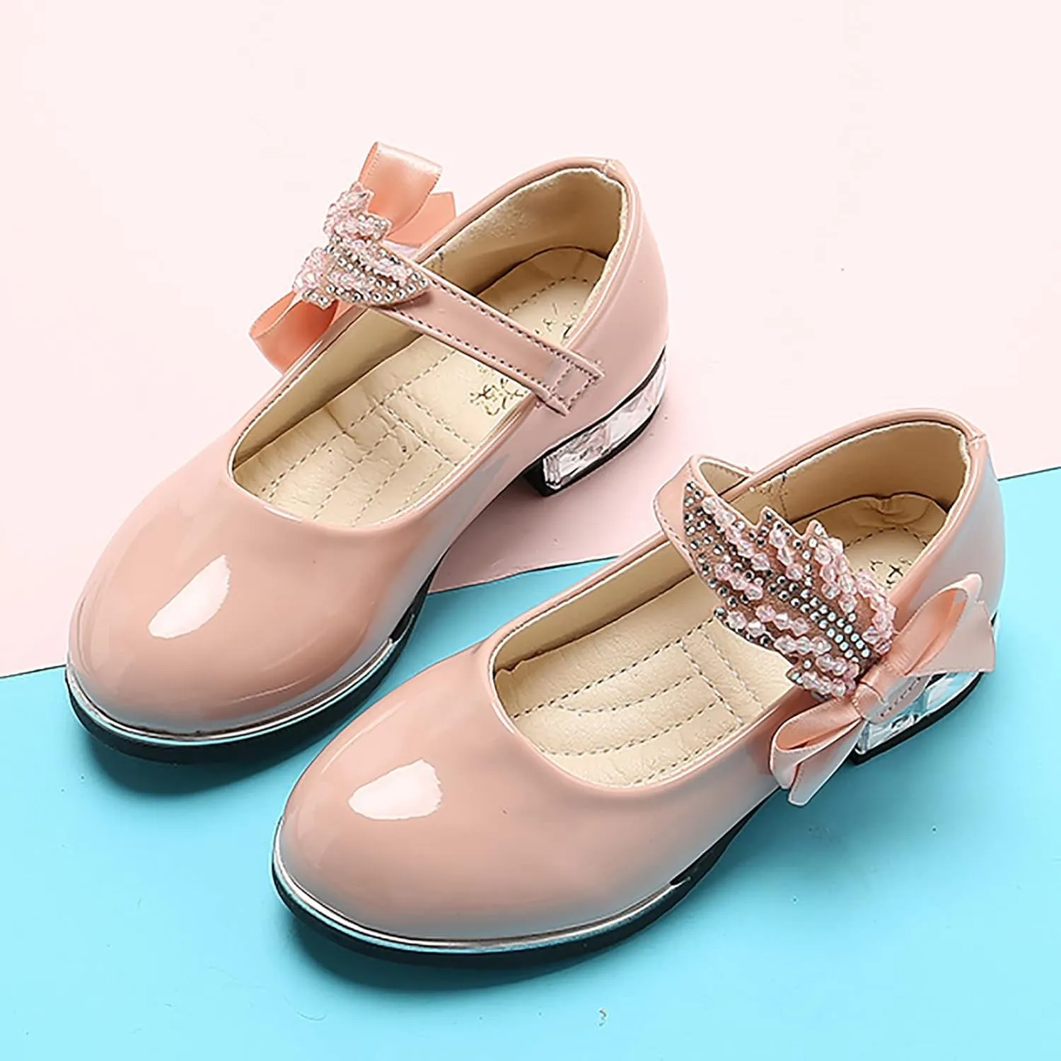Girls Infant Dress Mary Jane Flat Little/Big Kids Low Heel Princess Hook And Loop Dress Party Wedding Shoes