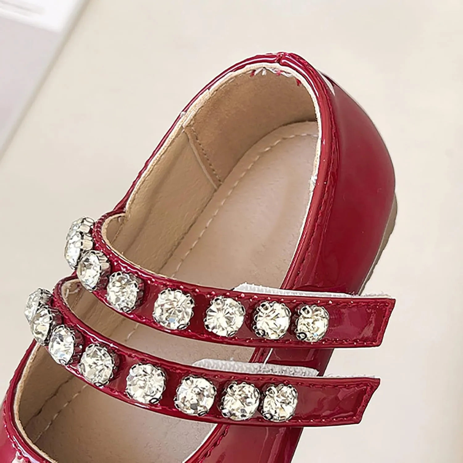 Girls Leather Flat Mary Jane Dress Shoes with Pearl Strap Kids Wedding Part School niform occasins Shoes