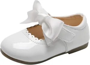 Girls Patent Mary Jane Dress Shoes Toddler Kids Girls Ballerina Princess Uniform Bowknot Flats for Wedding Party
