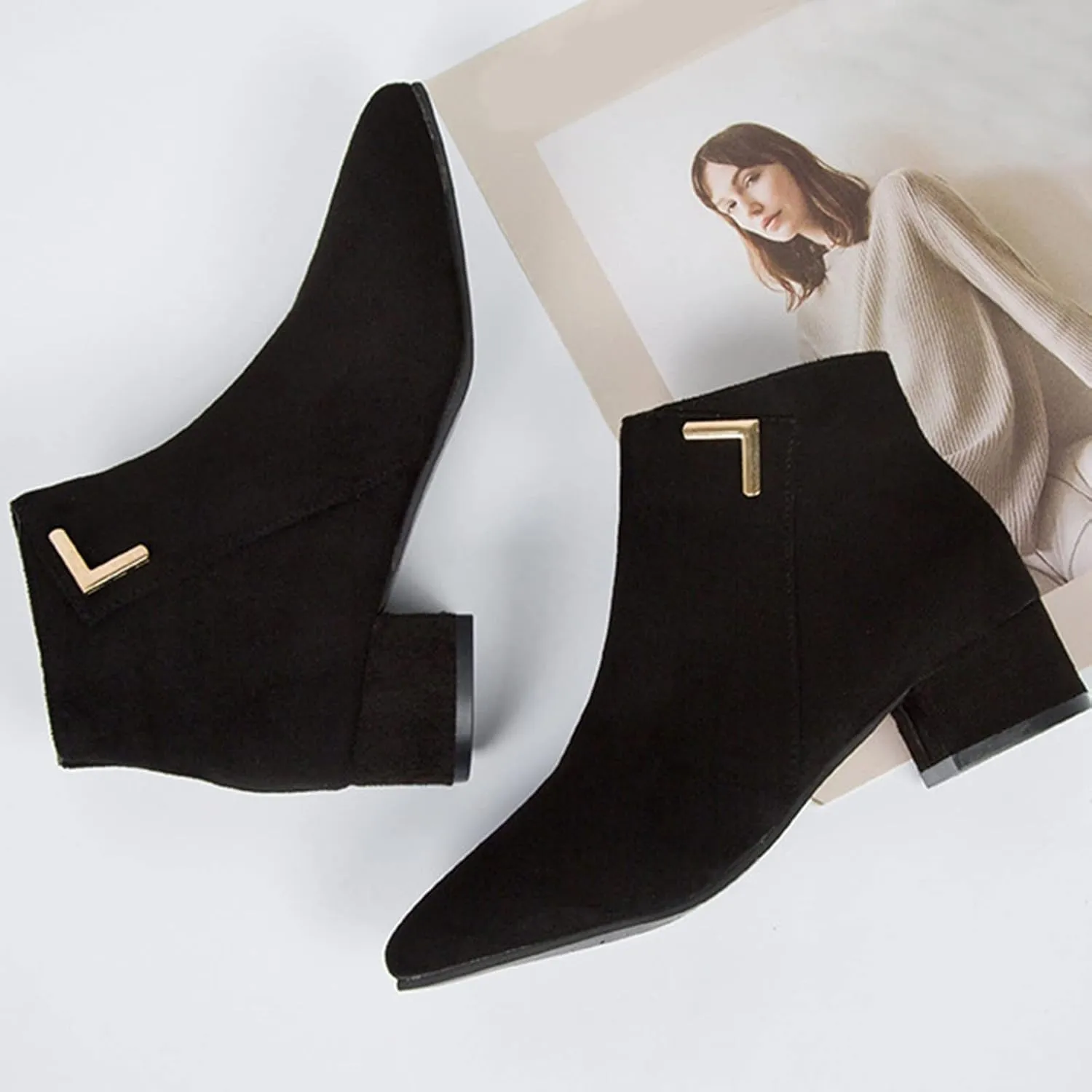 Glitter Ankle Boots White Ankle Boots Water Proof Boots for Women Womens Dress Boot Womens Black Ankle Boots Low Heel White Ankle Boots Low Heel