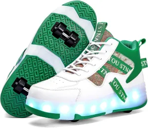 HHSTS Roller Skate Shoes for Kids Upgraded 16 LED Model 4-Wheels Light up Boys Girls High Top Fashion Sneakers for Child Christmas Birthday New Year Gifts