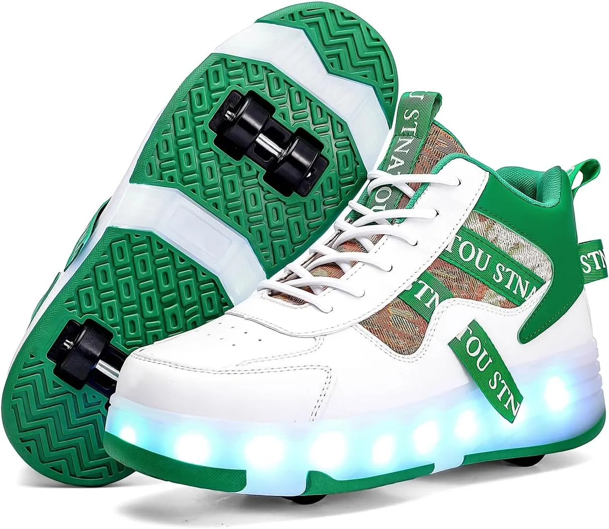 HHSTS Roller Skate Shoes for Kids Upgraded 16 LED Model 4-Wheels Light up Boys Girls High Top Fashion Sneakers for Child Christmas Birthday New Year Gifts