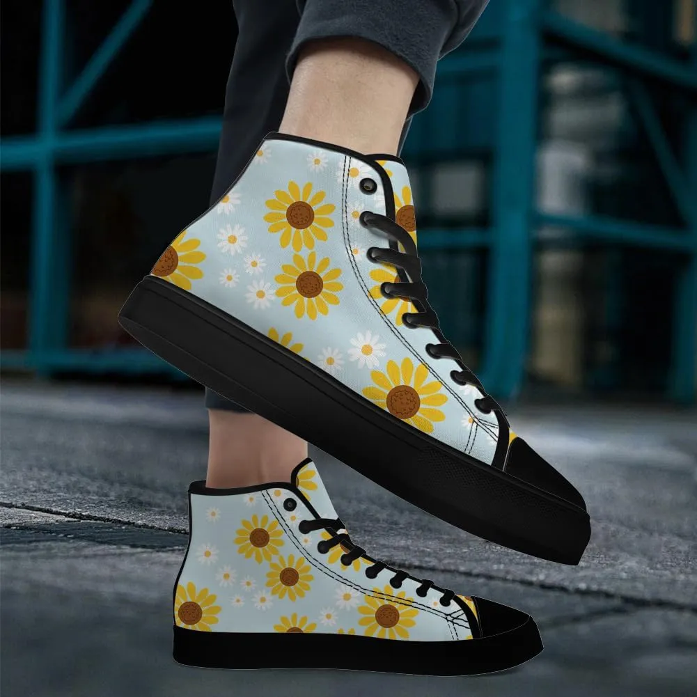 High Top Canvas Shoes for Women Sunflower High Top Sneakers Flower Shoes Gifts for Ladies Sister
