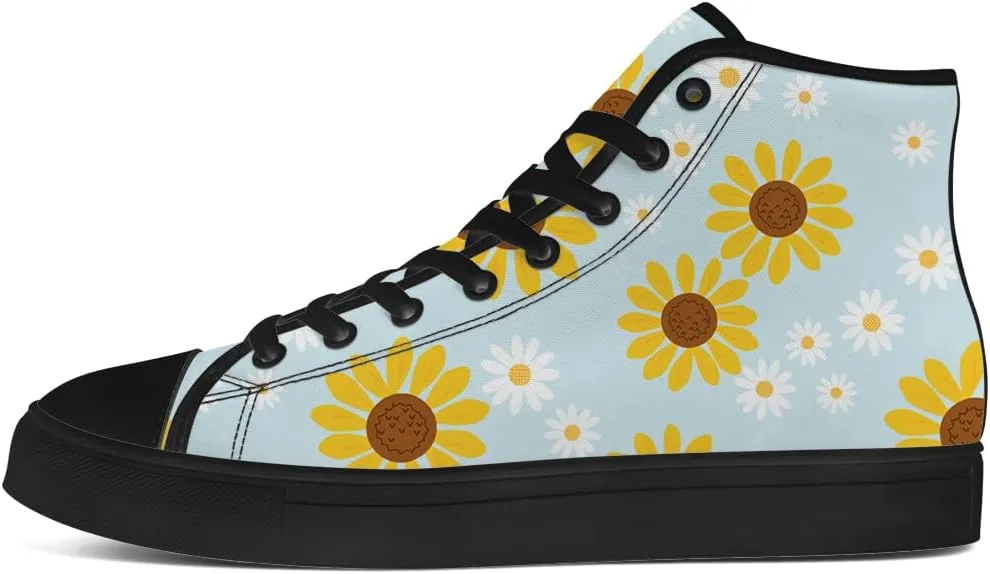 High Top Canvas Shoes for Women Sunflower High Top Sneakers Flower Shoes Gifts for Ladies Sister