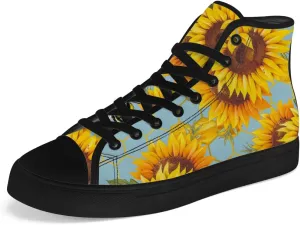 High Top Canvas Shoes for Women Sunflower High Top Sneakers Flower Shoes Gifts for Ladies Sister