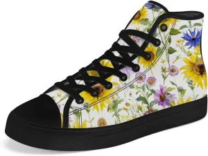 High Top Canvas Shoes for Women Sunflower High Top Sneakers Flower Shoes Gifts for Ladies Sister