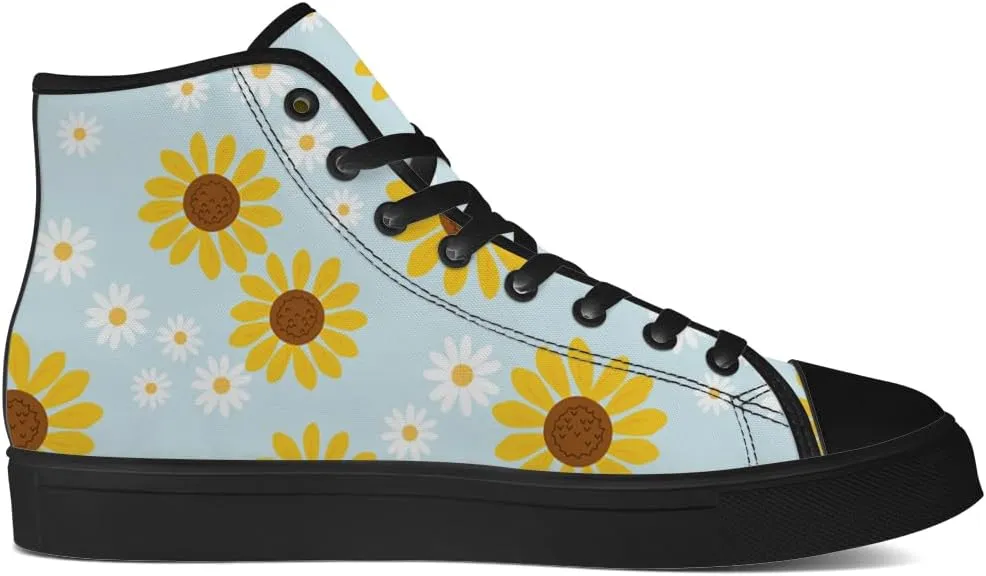High Top Canvas Shoes for Women Sunflower High Top Sneakers Flower Shoes Gifts for Ladies Sister