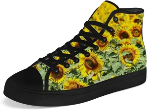 High Top Canvas Shoes for Women Sunflower High Top Sneakers Flower Shoes Gifts for Ladies Sister