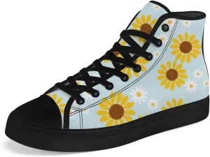 High Top Canvas Shoes for Women Sunflower High Top Sneakers Flower Shoes Gifts for Ladies Sister