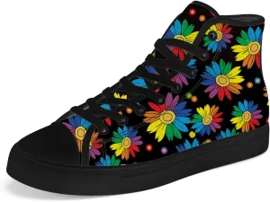 High Top Canvas Shoes for Women Sunflower High Top Sneakers Flower Shoes Gifts for Ladies Sister