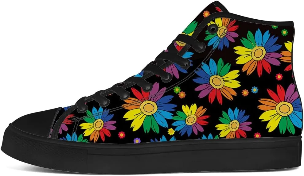 High Top Canvas Shoes for Women Sunflower High Top Sneakers Flower Shoes Gifts for Ladies Sister