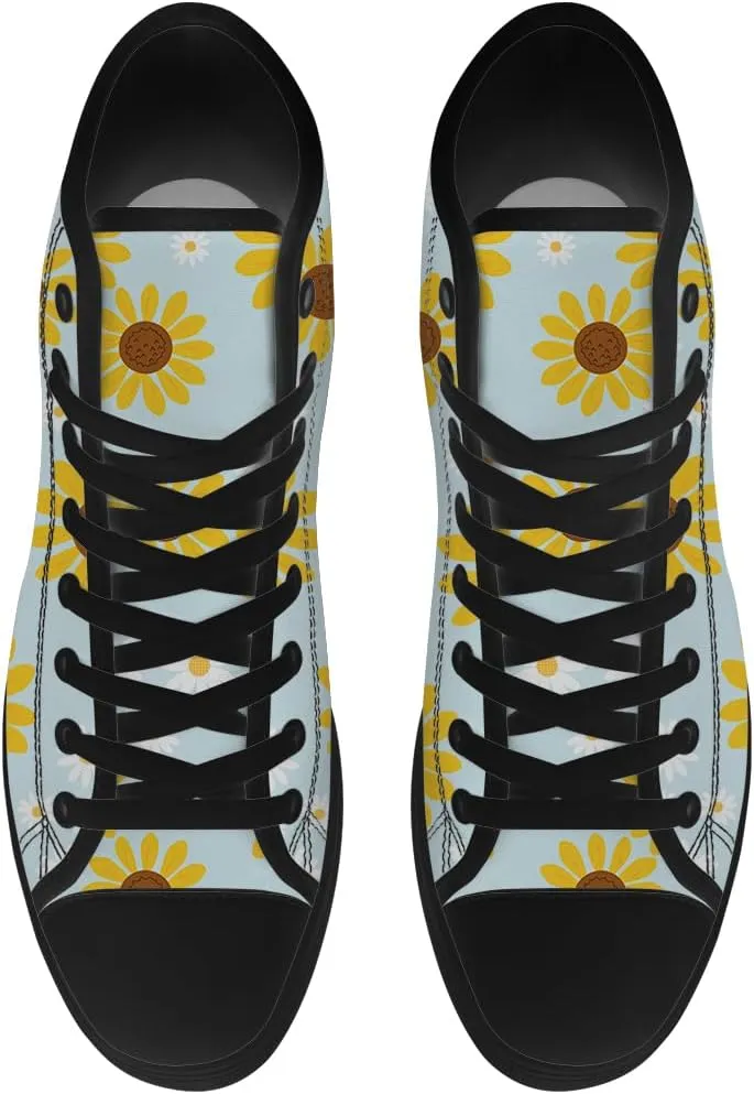 High Top Canvas Shoes for Women Sunflower High Top Sneakers Flower Shoes Gifts for Ladies Sister