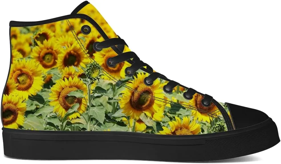 High Top Canvas Shoes for Women Sunflower High Top Sneakers Flower Shoes Gifts for Ladies Sister