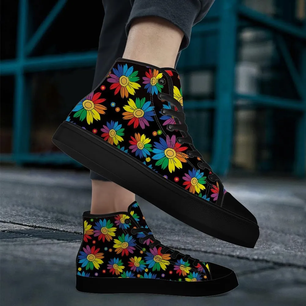 High Top Canvas Shoes for Women Sunflower High Top Sneakers Flower Shoes Gifts for Ladies Sister