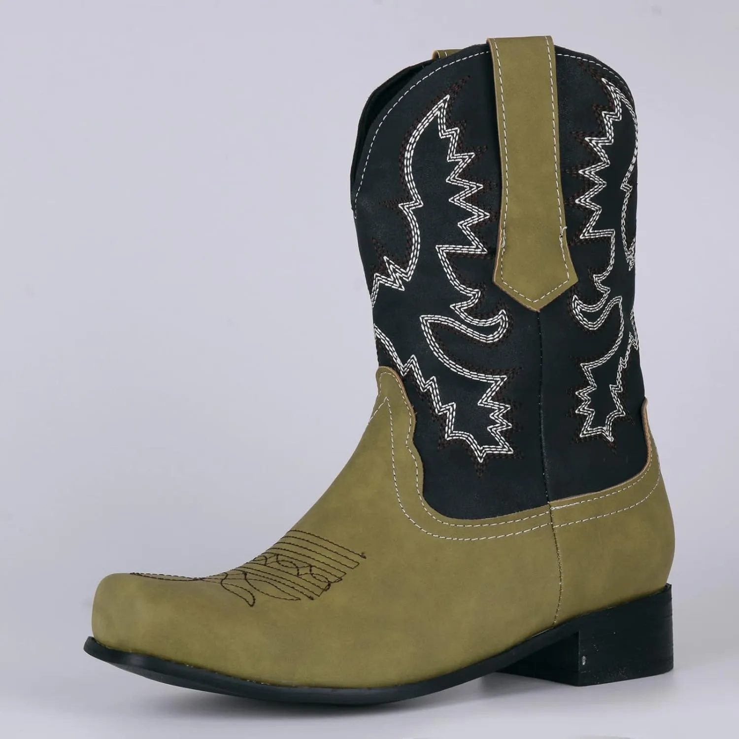 High-top Cowboy Boots for Men Leather Low-Heeled Boots Fashionable Men's Boots High-top Men's Shoes