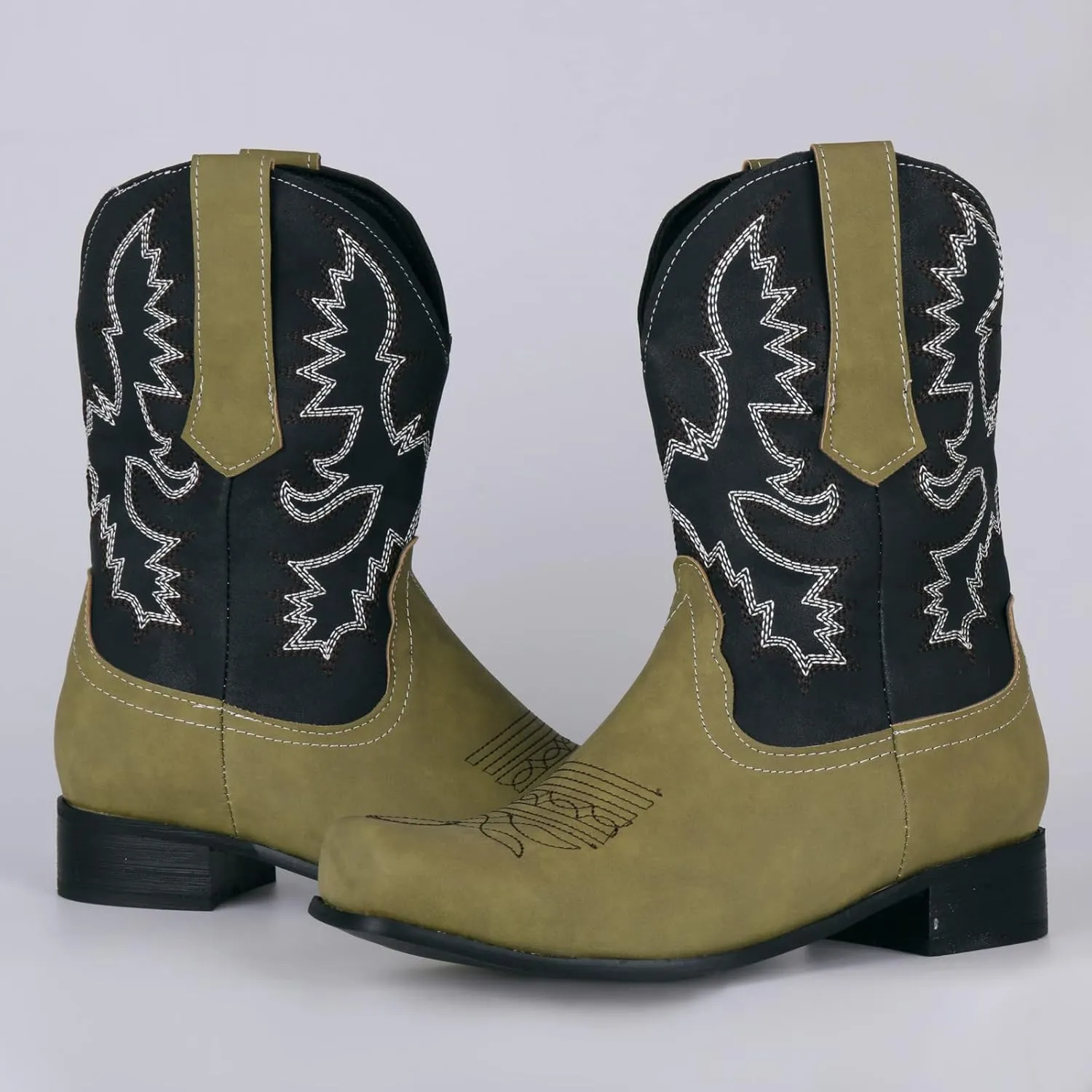 High-top Cowboy Boots for Men Leather Low-Heeled Boots Fashionable Men's Boots High-top Men's Shoes