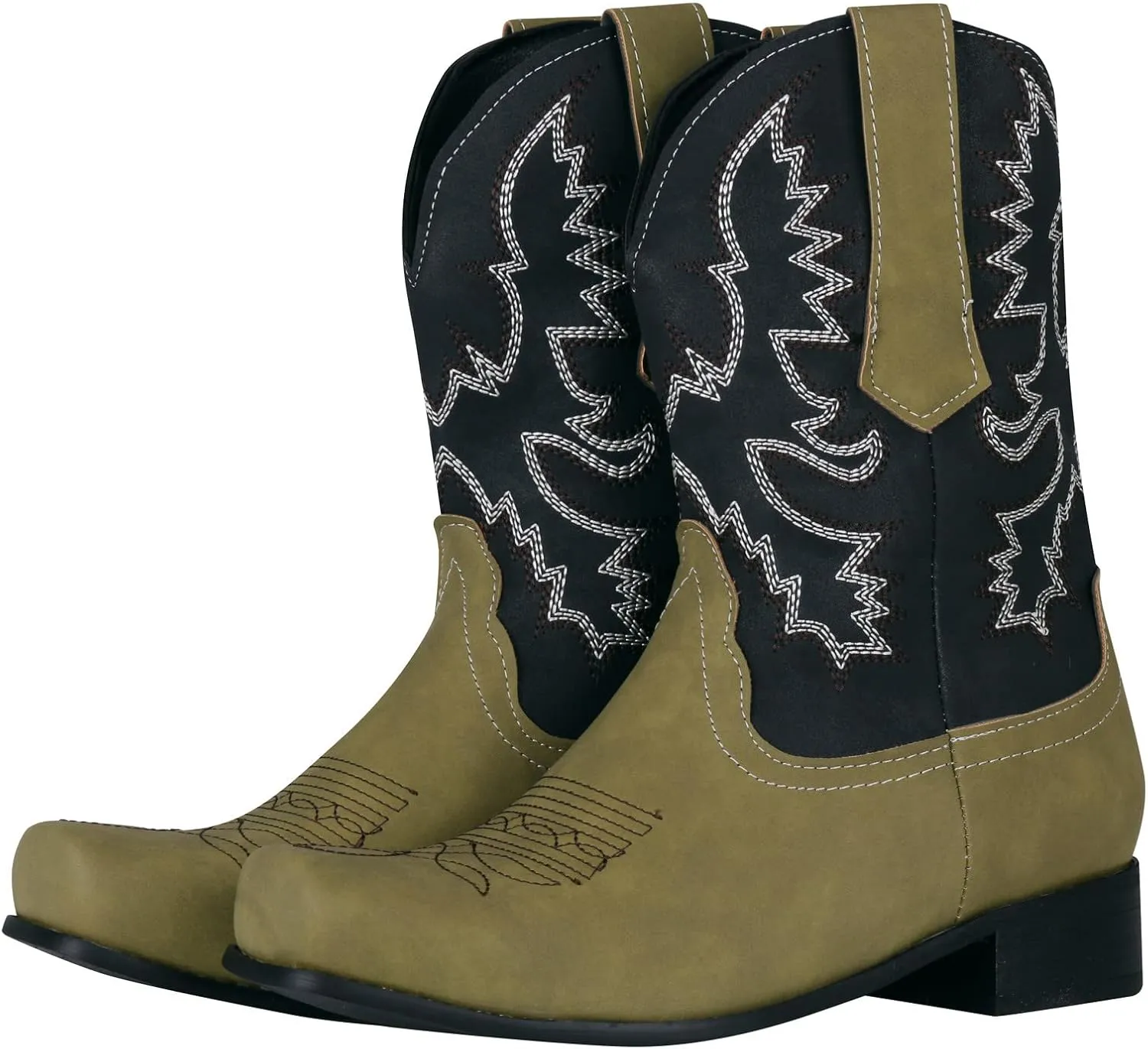 High-top Cowboy Boots for Men Leather Low-Heeled Boots Fashionable Men's Boots High-top Men's Shoes