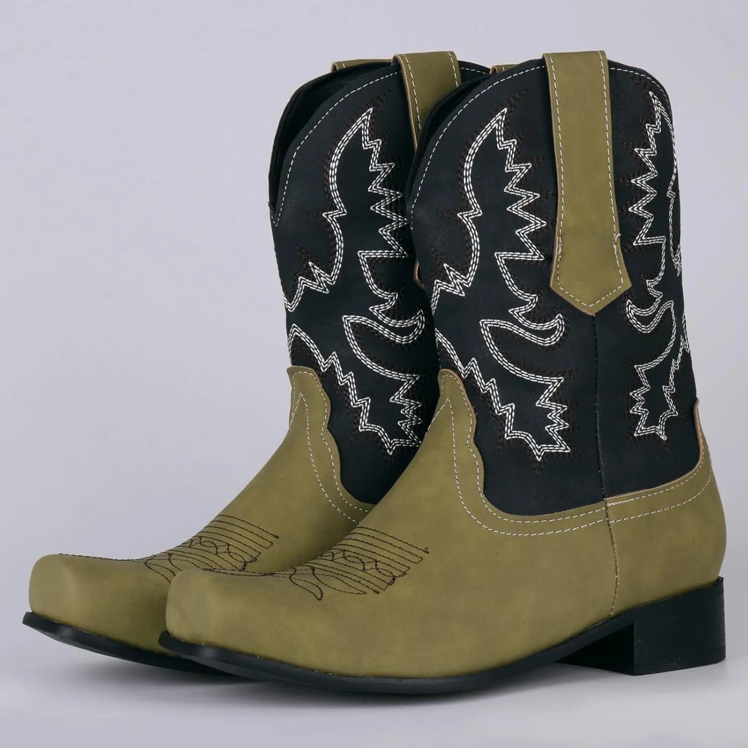 High-top Cowboy Boots for Men Leather Low-Heeled Boots Fashionable Men's Boots High-top Men's Shoes