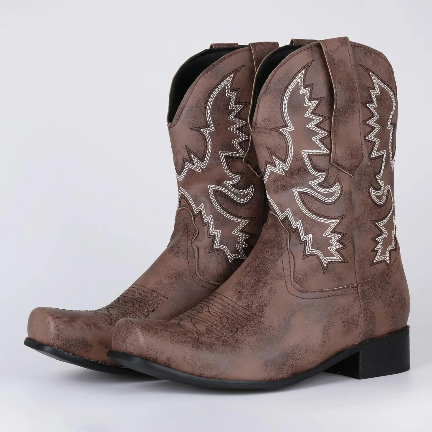 High-top Cowboy Boots for Men Leather Low-Heeled Boots Fashionable Men's Boots High-top Men's Shoes