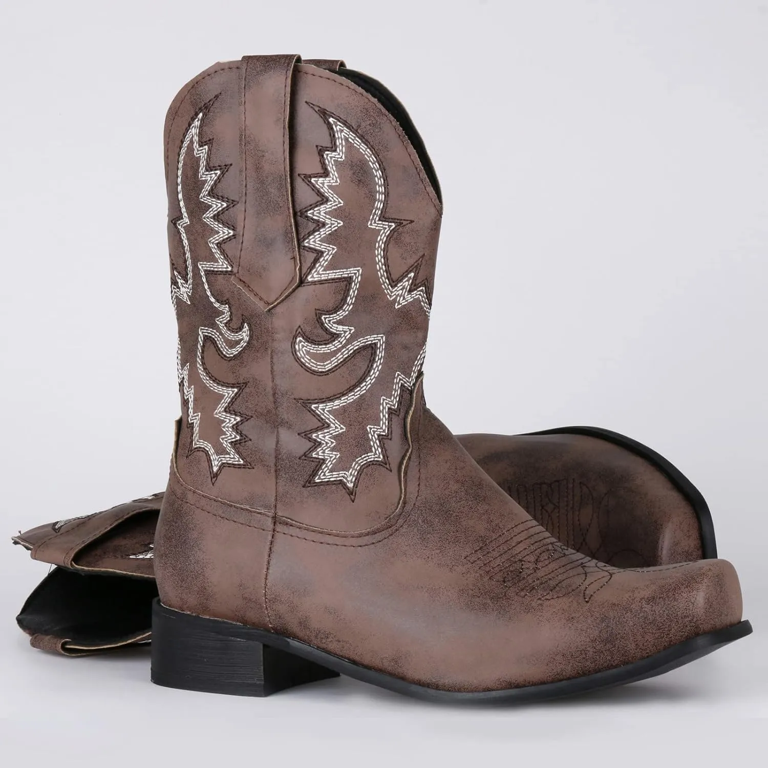 High-top Cowboy Boots for Men Leather Low-Heeled Boots Fashionable Men's Boots High-top Men's Shoes