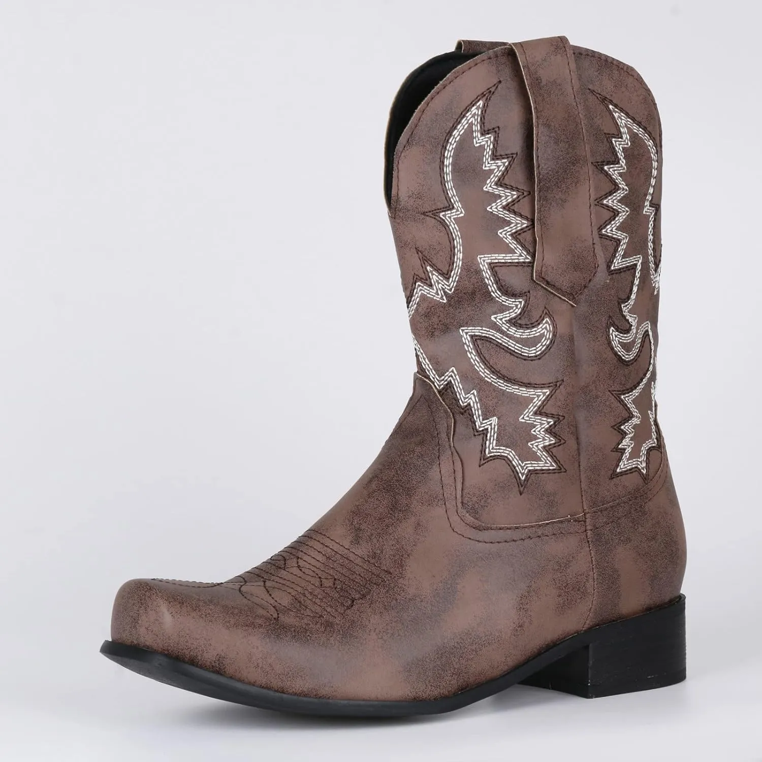 High-top Cowboy Boots for Men Leather Low-Heeled Boots Fashionable Men's Boots High-top Men's Shoes