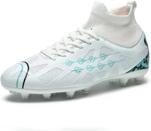 High-top football shoes football training shoes youth football shoes long spikes and breathable students high-top football grass