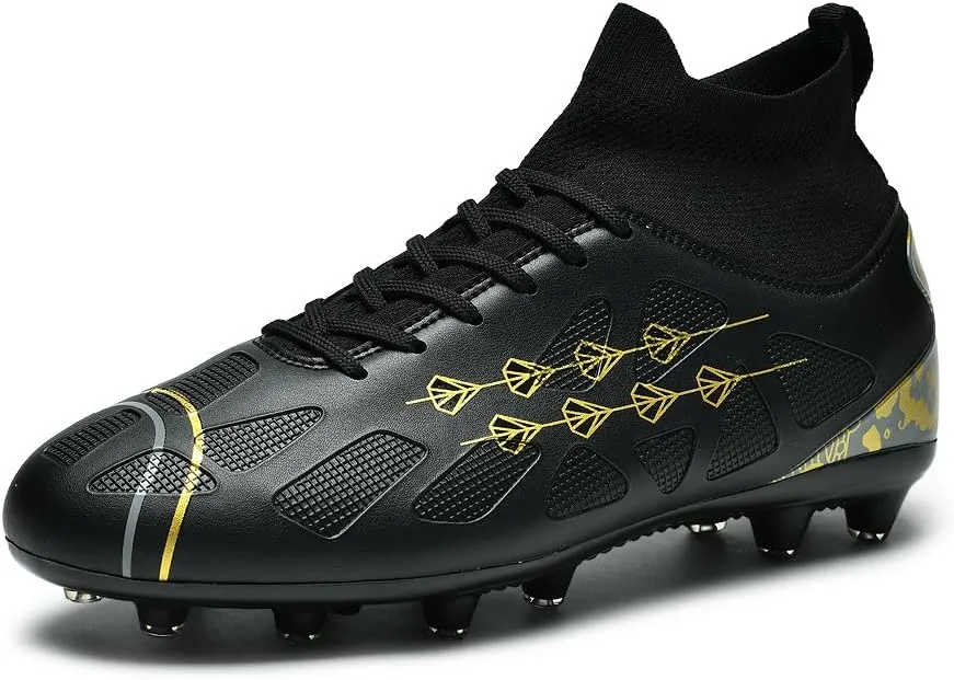 High-top football shoes football training shoes youth football shoes long spikes and breathable students high-top football grass