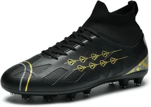 High-top football shoes football training shoes youth football shoes long spikes and breathable students high-top football grass