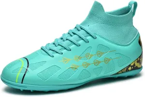 High-top football shoes football training shoes youth football shoes long spikes and breathable students high-top football grass