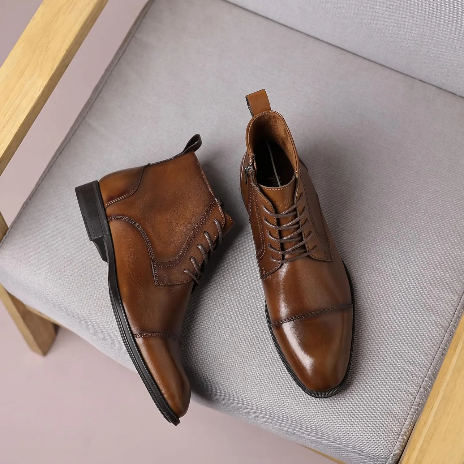 Holy dove Chelsea Boots Men ?C Genuine Leather,Chelsea Boots for Men with Side Zipper, Casual Slip-On Ankle Boots, Chukka & Oxford Style Dress Boots