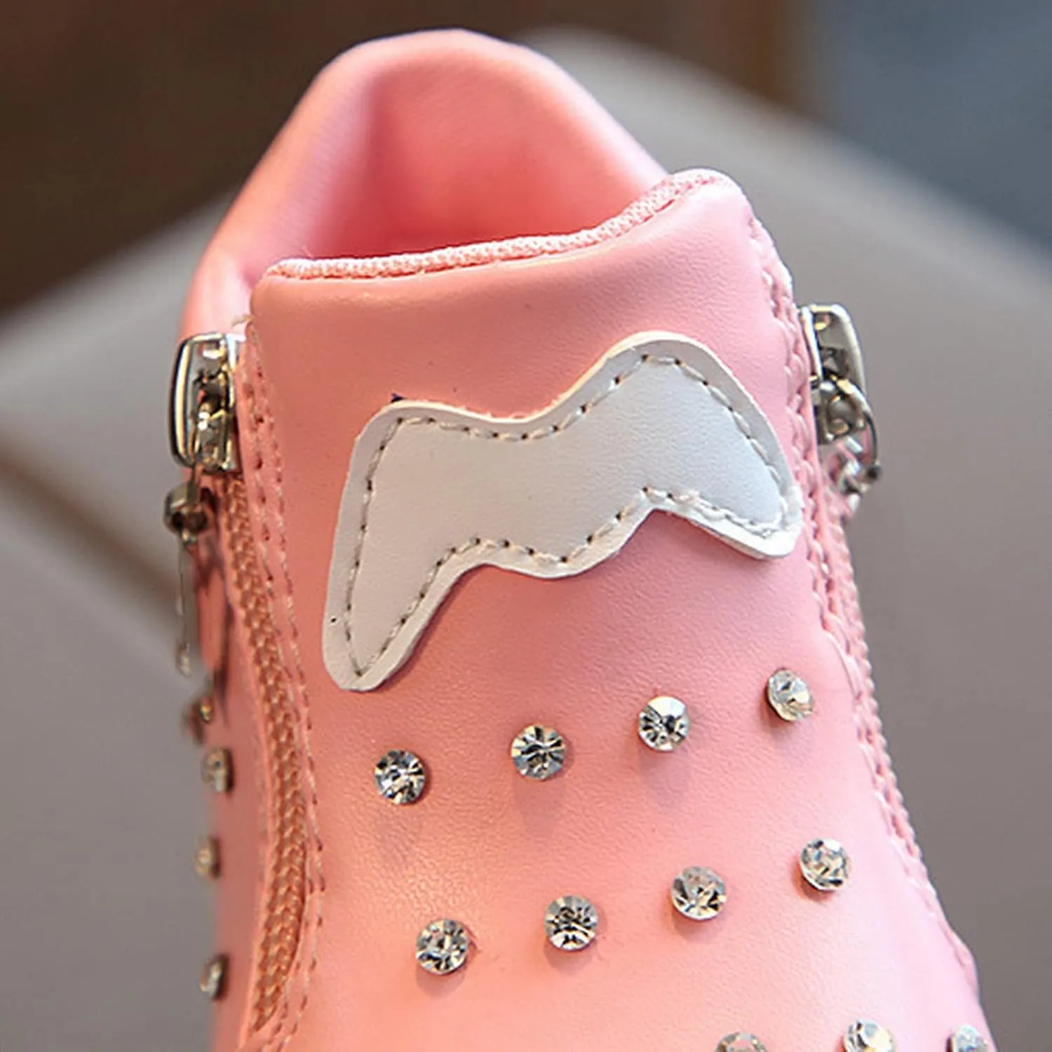 Kids Girls High Top Light Up Ankle Boots Toddler ??iamond ??mbellished Anti-Slip Sole Cute Zipper High Top Baby Shoes