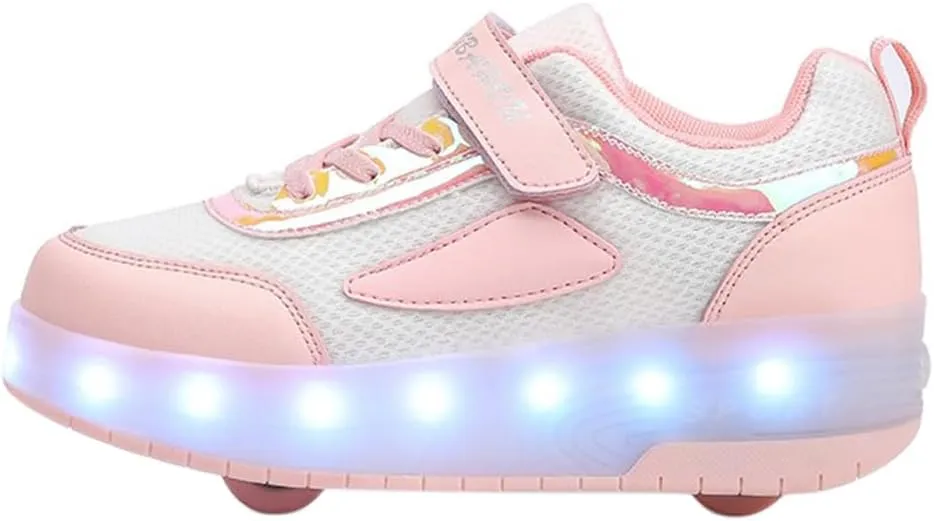 Kids Roller Skate Shoes with Retractable Wheels Rechargeable Led Light Up Sneakers for Christmas Birthday Gifts
