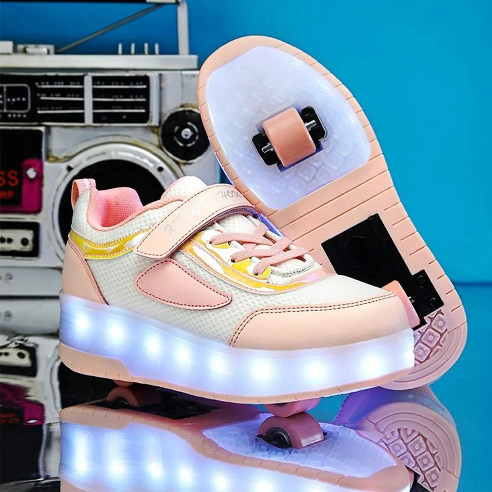 Kids Roller Skate Shoes with Retractable Wheels Rechargeable Led Light Up Sneakers for Christmas Birthday Gifts