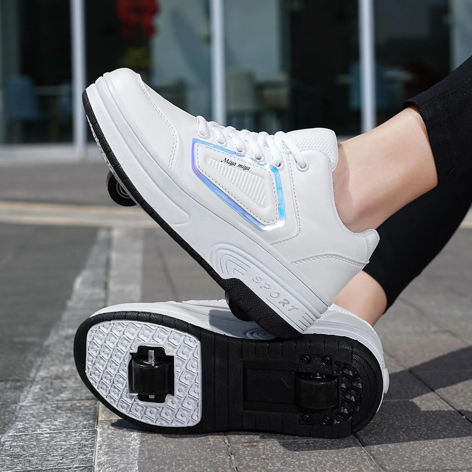 Kids Roller Skate Shoes with Wheels Roller Sneakers for Boys Girls Kids Deformation Wheeled Shoes ?